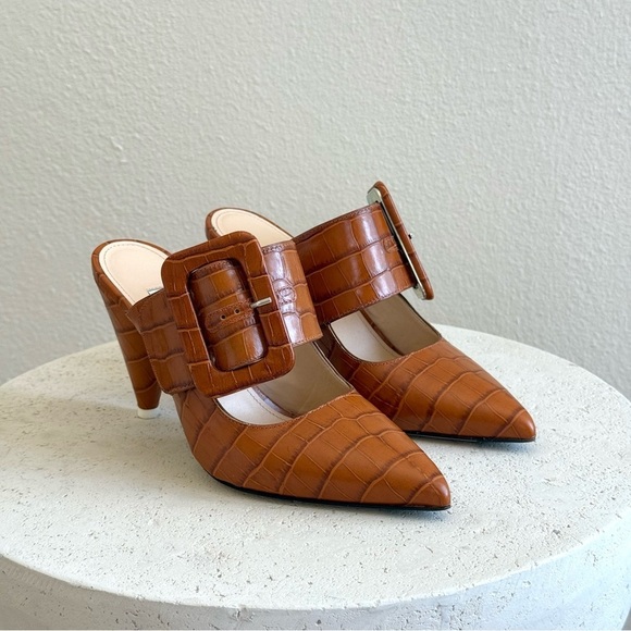 The Attico Tan Croc-Embossed Mules - Picture 2 of 6